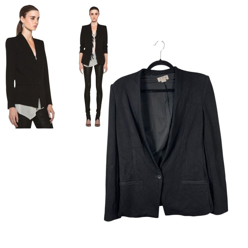 Helmut Lang Black Fitted Single Button Blazer Siz… - image 1